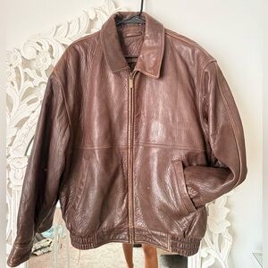 Toundtree & yorkee Trendy vintage brown leather bomber jacket
